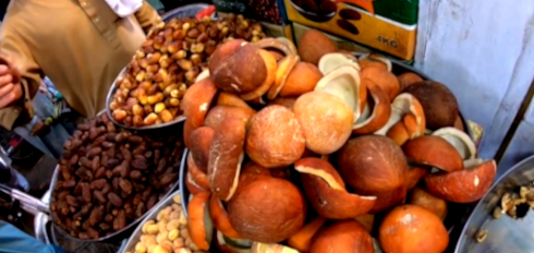 dry coconut sold at Peshawar Dry Food market in Pakistan